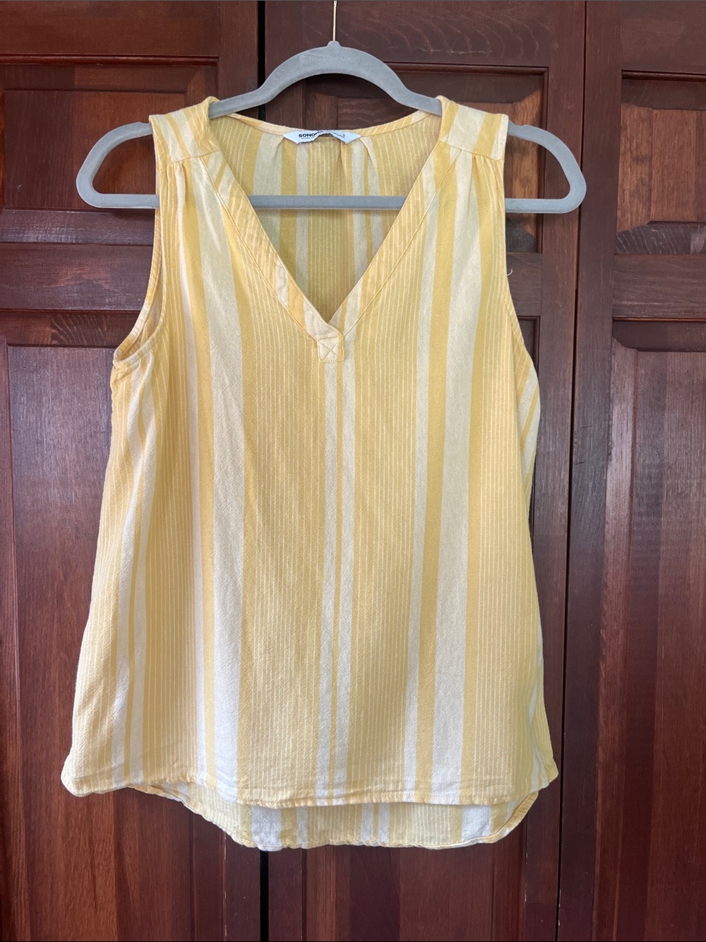 Sonoma Yellow and White Striped V-Neck Camisole